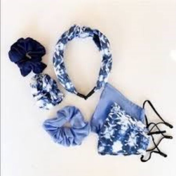 French Connection Women's Blue Tie Dye Face Mask Set - Picture 7 of 7